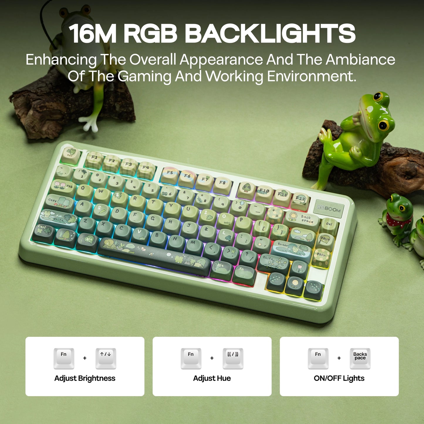 KiiBOOM Phantom81 Lite QMK/VIA 75% Hot-Swap Gasket Wired/BT/2.4GHz Wireless Mechanical Keyboard ABS Case+UV Tech RGB Backlights