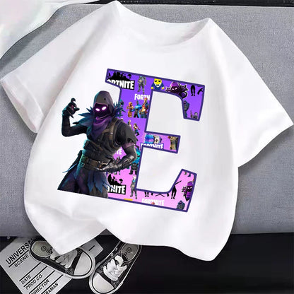 Нови детски тениски Fortnite с анимационна графика и надписи, летни ежедневни спортни топове с къс ръкав за момчета и момичета, детско облекло