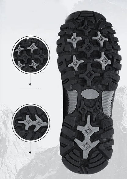 Men's Hiking Shoes outdoor waterproof Leather Anti Slip Comfortable Hunting Walking Shoes Wear-resistant Casual Sneakers
