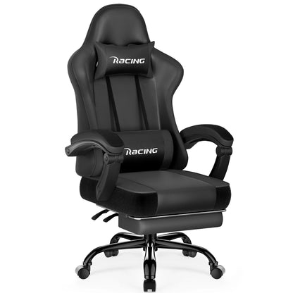 AUTHMIC Ergonomic Gaming Chair with 170° Reclining Backrest, Foldable Footrest, Soft Armrests, Supports150kg,Breathable Material