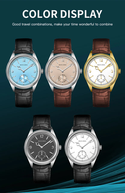 New Specht & Söhne 1908 Classic Men's Watches Mechanical Watch Genuine Leather Stainless Steel Business Wristwatch Waterproof
