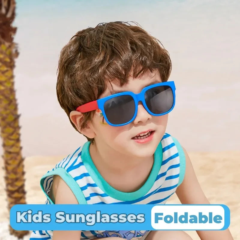 Fashion Kids Folding Sunglassess New Ultralight Candy Color Children Sun Glasses Portable Square Frame Eyewear for Girls Boy