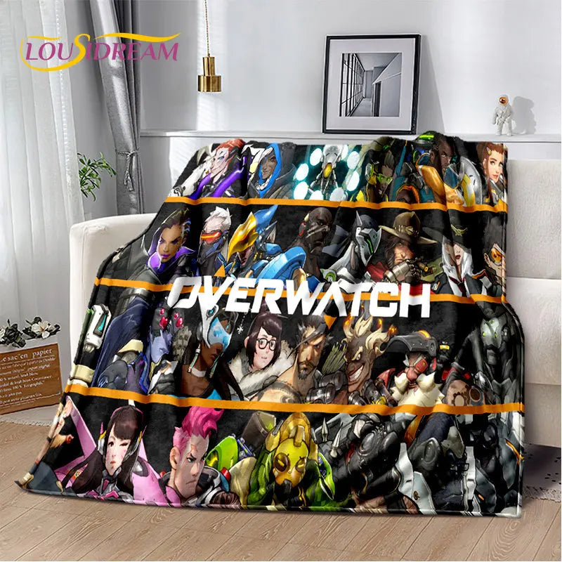 Overwatch Game Gamer DVA Reaper mekana plišana deka, flanelska deka za dnevni boravak, spavaću sobu, krevet, kauč, piknik, djecu, 3D