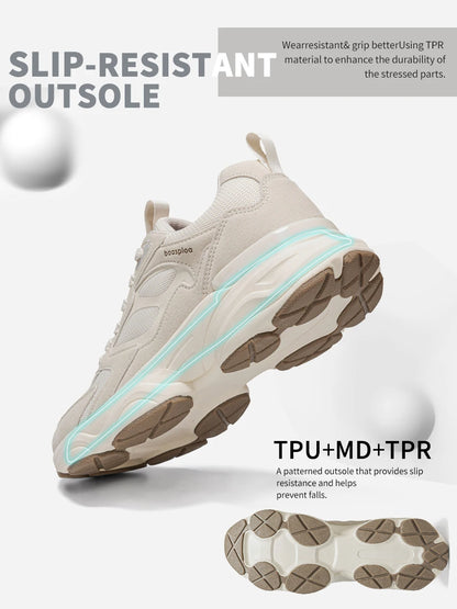 Baasploa Women Walking Shoes Lightweight Mesh Breathable Sport Shoes Comfort Soft Female Leather Height Increase Casual Sneakers