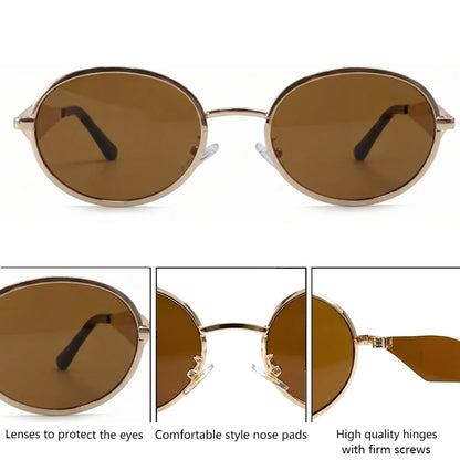 Metal Frame Round Punk Photochromic Sunglasses Women 2026 Luxury Brand Designer Steampunk Oval Sun Glasses Outdoor Eyewear Shade