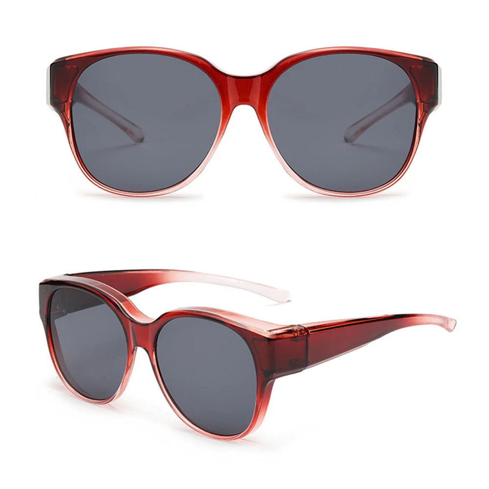 Summer UV Protection Driving Sunglasses Y2K Round Frame Wear Over Glasses Retro Fit Over Sunglasses for Women Men