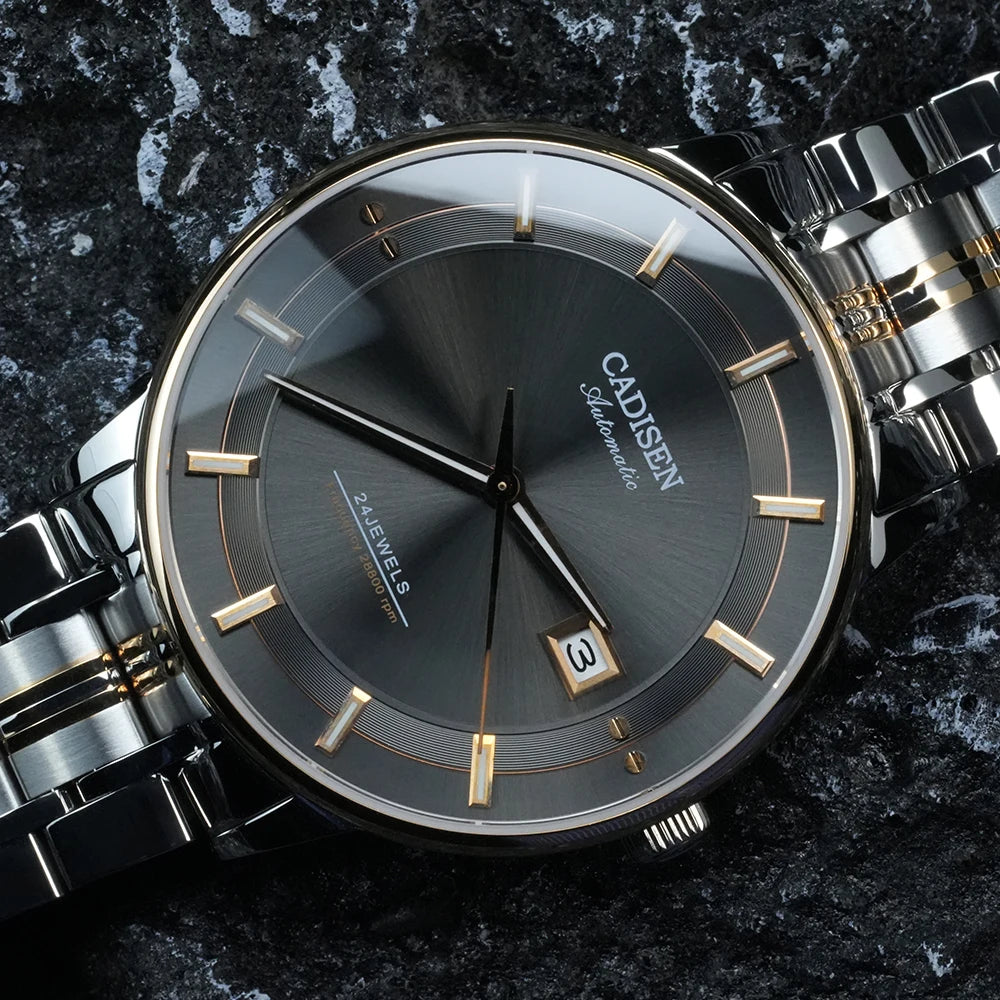 CADISEN Ultra-thin Mechanical Wriswatch Japan MIYOTA 9015 Top Brand Luxury Single-dome Sapphire Crystal  Automatic Watch Man