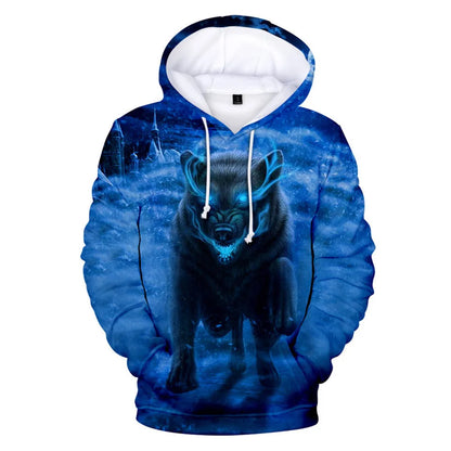 Cool Space Galaxy Wolf Hoodie Hoodies Men Bright Wolf Fashion Handsome Wolf Hoddies Spring Autumn Pullovers Sweatshirts Sweat