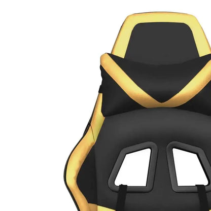 Gaming Chair with Footrest Black & Gold, Reclining Ergonomic Gaming Chair, 360° Swivel Leather Gaming Chair with Adjustable Height and Footrest