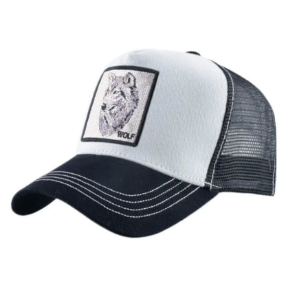 Wolf-Patch-Stickerei-Mesh-Baseballcap, verstellbare Fashion-Hip-Hop-Trucker-Cap für Herren und Damen, Outdoor, atmungsaktiv, mit Schirm, Snapback-Hut, Geschenk