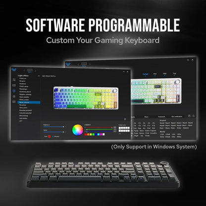 AULA F99 Pro E-Sports-Gaming-Tastatur, mechanisch, Tri-Mode, RGB, Hot-Swappable, 96 %, PBT, anpassbar, kabellos, mit Media-Knob