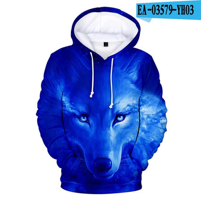 Cool Space Galaxy Wolf Hoodie Hoodies Men Bright Wolf Fashion Handsome Wolf Hoddies Spring Autumn Pullovers Sweatshirts Sweat
