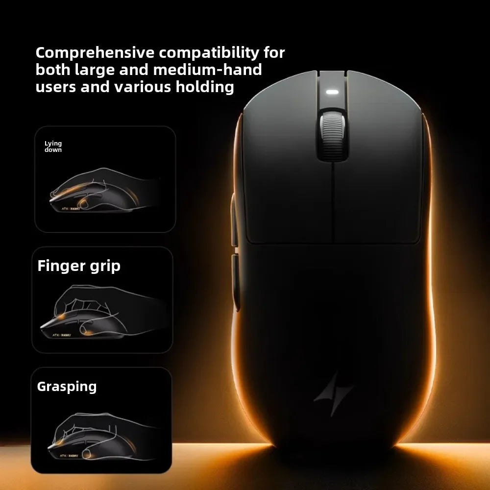 Ratón gaming inalámbrico Bluetooth ATK Dragonfly A9, diseño ergonómico, respuesta rápida, PAW3950 Ultra, 800mAh, ligero, 8KHz, esports