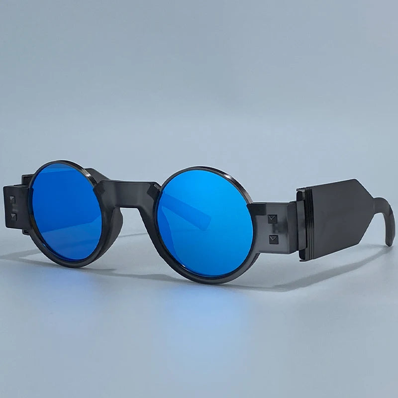 Y2K Punk Gothic Round Sunglasses Men 2026 Luxury Brand Steampunk Wide Temple Thick Frame Sun Glasses For Male Retro Cool Shades