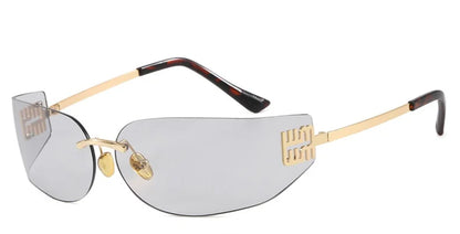 Light Luxury Frameless Curved Metal Sunglasses Personalized Y2k Fashion Women's Sunglasses Outdoor Leisure Vacation Sunglasses