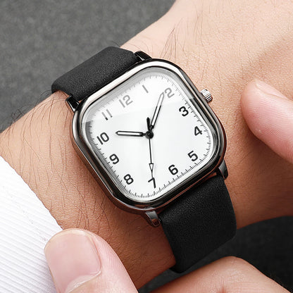 Fashion Square Arabic Men Business Watches Simple Leather Band Quartz Wristwatches Reloj Hombre（Without Box）