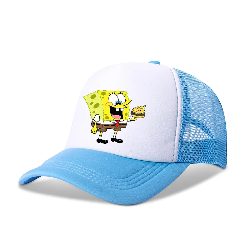 Cute SpongeBobs Baseball Cap Anime Round Role Kids Boy Girl Adult Sport Casual Sunshade Adjustable Movie Cartoon Peaked Mesh Hat