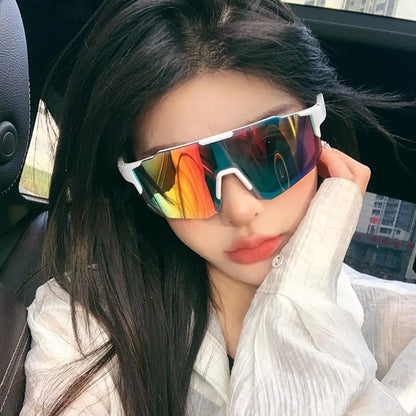 New Cycling Sunglasses Large Frame UV400 Shades UV Protection Outdoor Sports Windproof Anti-Ultraviolet Hiking Climbing Goggles