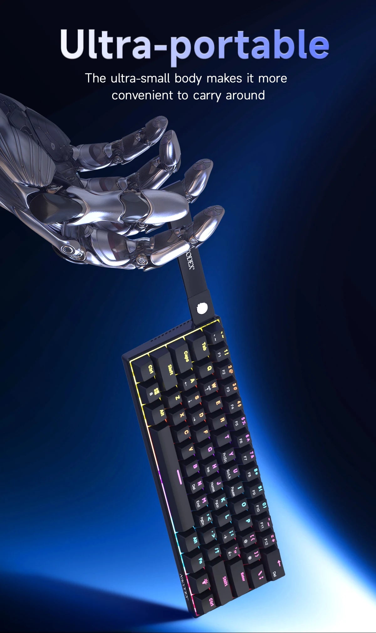 AJAZZ NK61 kabelgebundene mechanische Gaming-Tastatur 60% RGB Hot-Swappable 61 Tasten Red Switch Mini-Tastatur für Gamer-PC