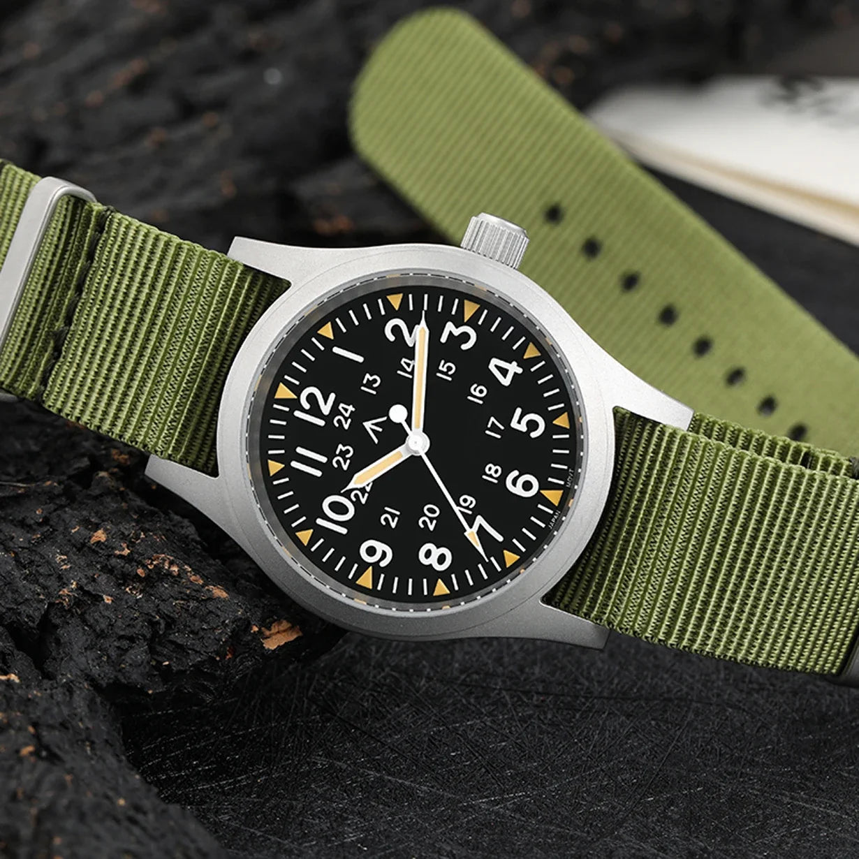 Militado ML05 38mm Military Watch Miyota 2035 Movement Domed Sapphire Crystal C3 Green Luminous 10Bar Waterproof Vintage Watches