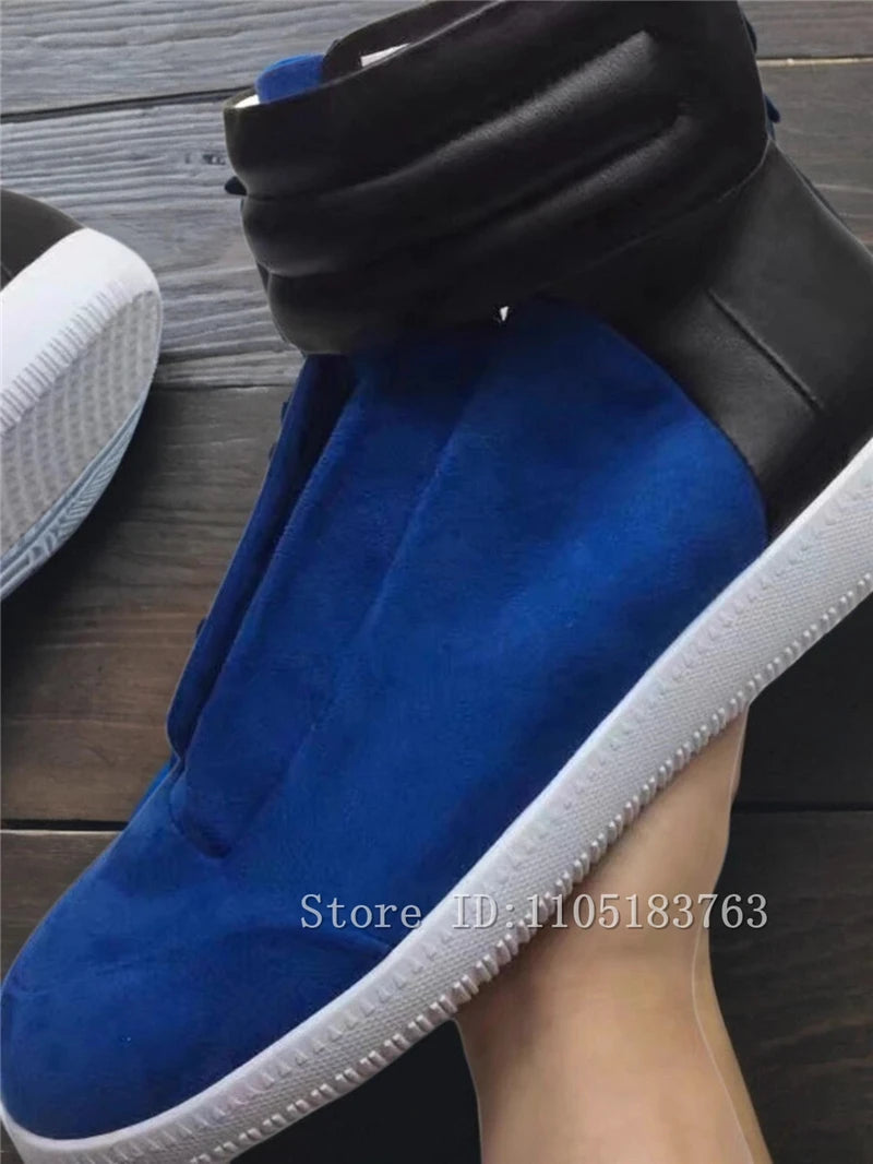 Men Mixed Color Real Leather Ankle Boots Fashion Design Lace Up High Top Sport Shoes Male Casual Flat Sneakers