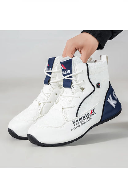 Baskets montantes décontractées avec motif gaufré tendance, souples et amortissantes, polyvalentes pour les trajets quotidiens, chaussures de sport unisexe rehaussantes et tendance 9