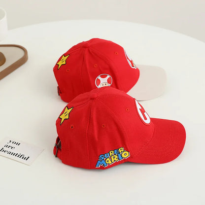 New Super Mushroom Peach Baseball Cap Creative High Color Cartoon Printed Boys and Girls anime merchandise Trendy birthday gifts