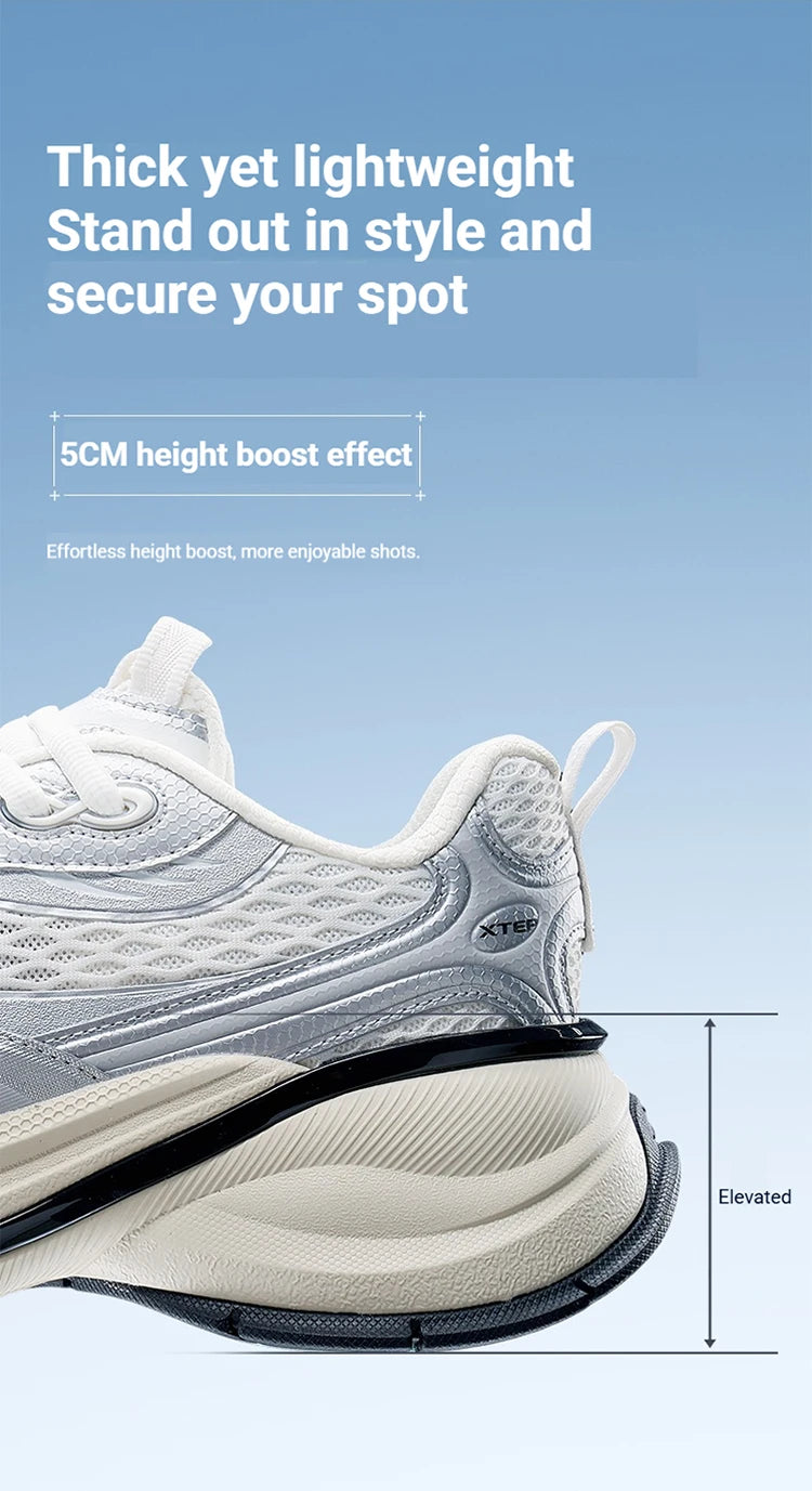 Xtep Basque 3 For Male Sneakers Retro Fashion Breathable  Luxury Height-Increasing Sports Shoes 2026 Spring 874219320001