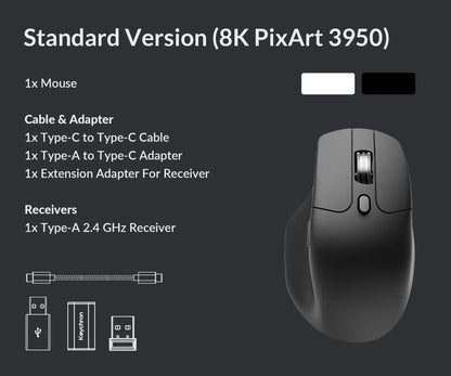 Keychron M6 Wireless Mouse All Silent Micro Switch PixArt 3950 Sensor 8K Polling Rate Dual Scrolling Modes