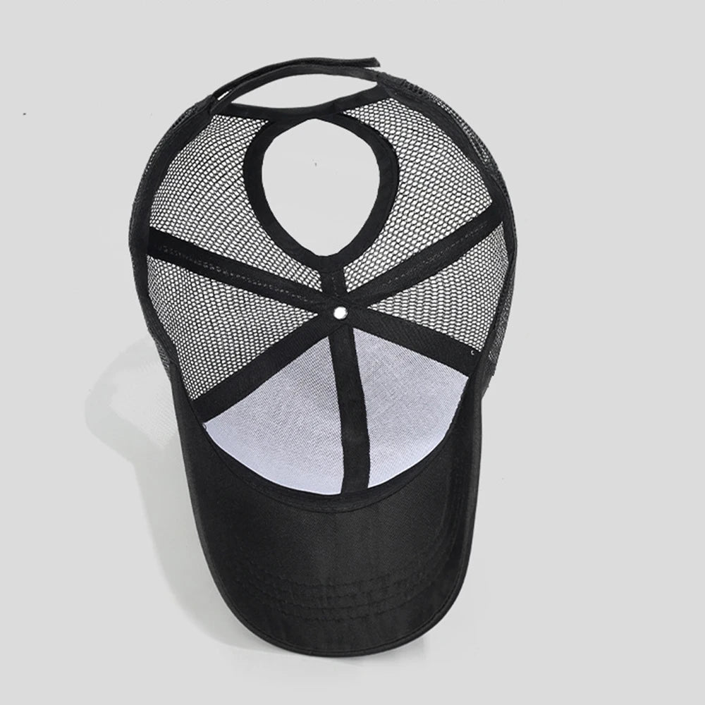 New Mesh Baseball Caps High Ponytail Snapback Cap Hollow Back UV Protection Sun Hat Casual Messy Hair Bun Ponytail Baseball Caps