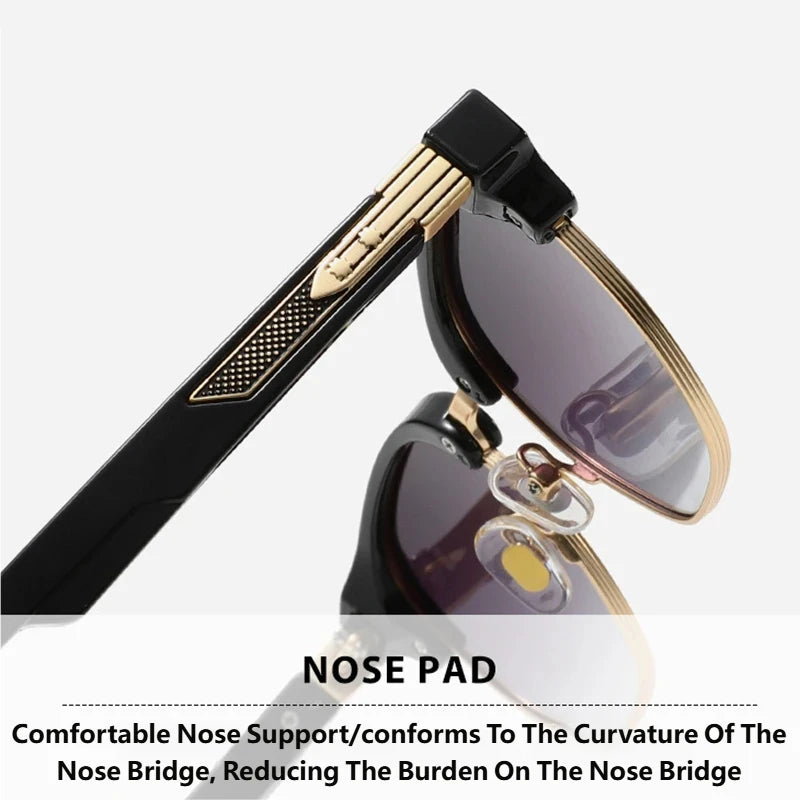 CLOUT GOGGLES Business Sunglasses Male Female Metal Polygon Rivet Half Frame Outdoor Driving Ultraviolet Protection Sun Glasses