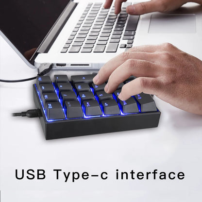 Motospeed K23 Mechanical Numeric Keypad USB Wired Numpad LED Backlight Gaming Keyboard Red Switch Extended Layout For PC Laptops