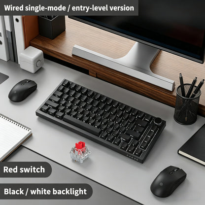 AJAZZ AK820 75% kabelgebundene mechanische Tastatur: Hot-Swap-fähig, RGB-/Weiß-/Eisblau-Hintergrundbeleuchtung, Steuerung per Lautstärkeregler | Für Büro & Gaming