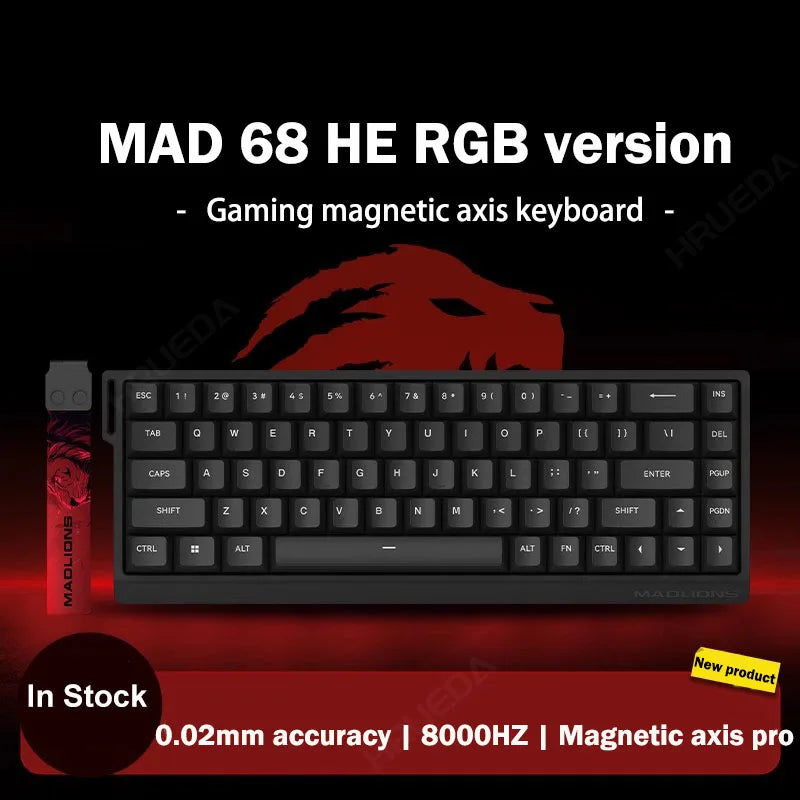 MADLIONS Mad 60he Mad60HE Mad 68HE Teclado mecánico para gaming personalizado con interruptor magnético, cableado, hot swap y tasa de sondeo de 8K