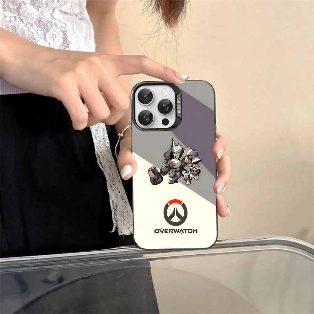 Game O-Overwatch Handyhülle im Pixel-Stil für iPhone 17 16 15 14 13 12 11 Pro MAX, matt, stoßfest, rückseitige Anti-Fall-Schutzhülle