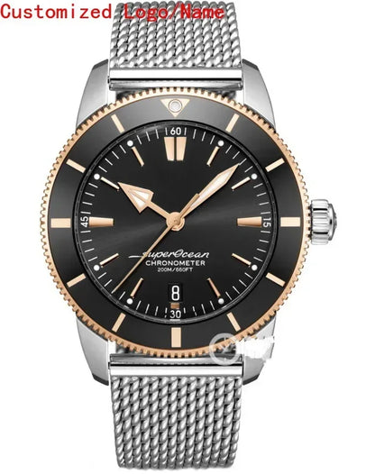 High luxury Superocean Wristwatch Automatic Mechanical Rose Gold Sport Watches Stainless Steel Black Ceramic Bezel Customized