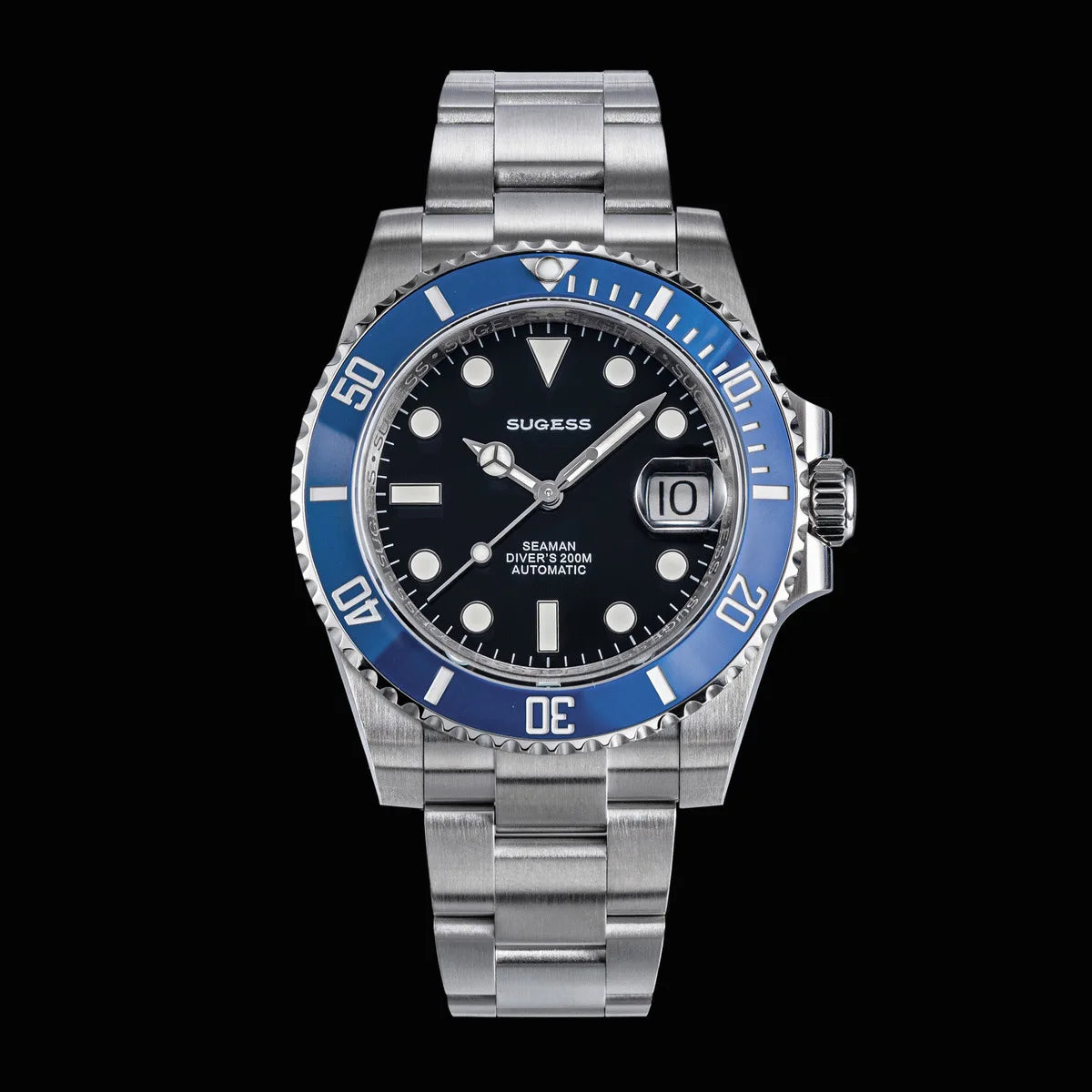 Sugess Men of Watch Automatic Mechanical ST2130 Movement Wristwatches 200M Water Resistant Sapphire Crystal Adjust Clasp S421