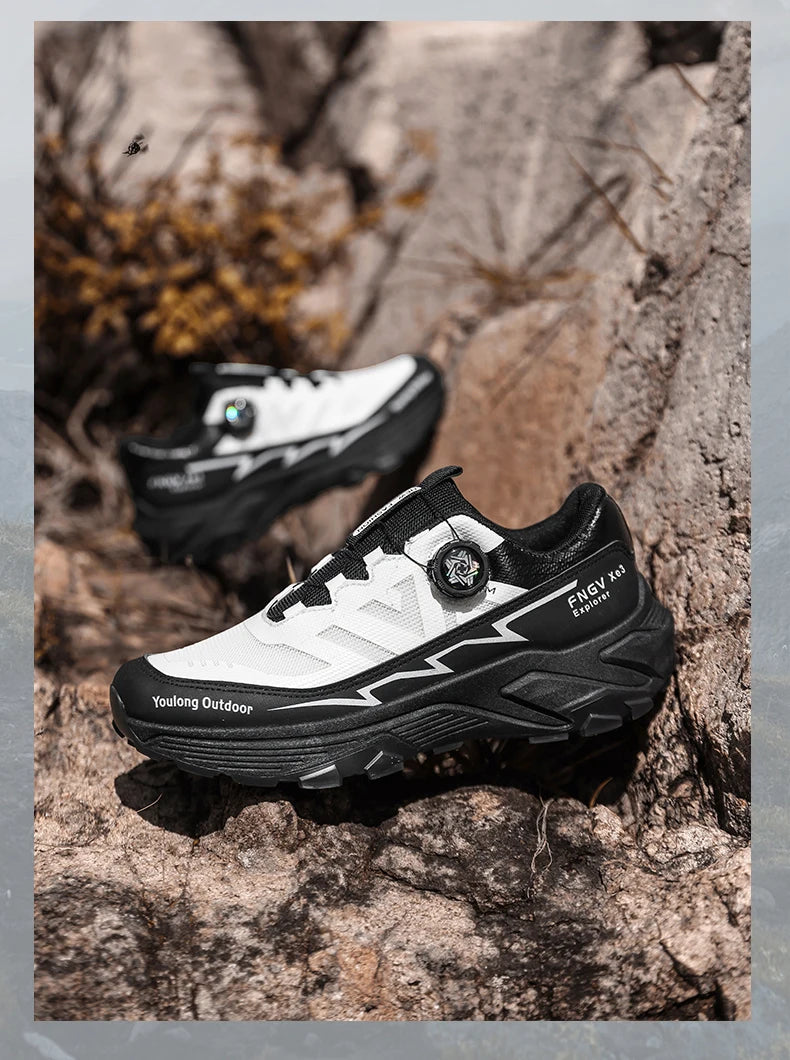 Sneakers til mænd, casual udendørssko, skridsikre, stødabsorberende og alsidige offroad-vandresko med komfortabel, blød sål til løb for mænd