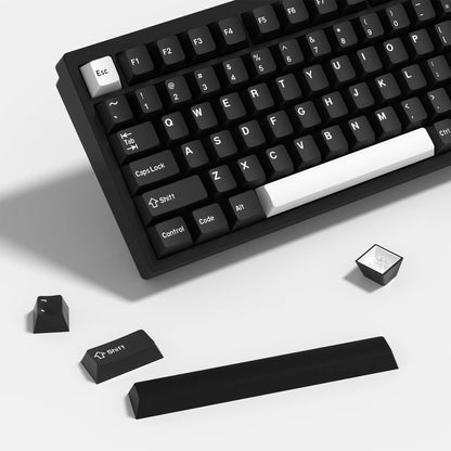 KBDiy GMK WOB Keycap Cherry Profile Double Shot PBT ISO 7u Black and White Keycaps For Mechanical Keyboard Retro Gaming Key Cap