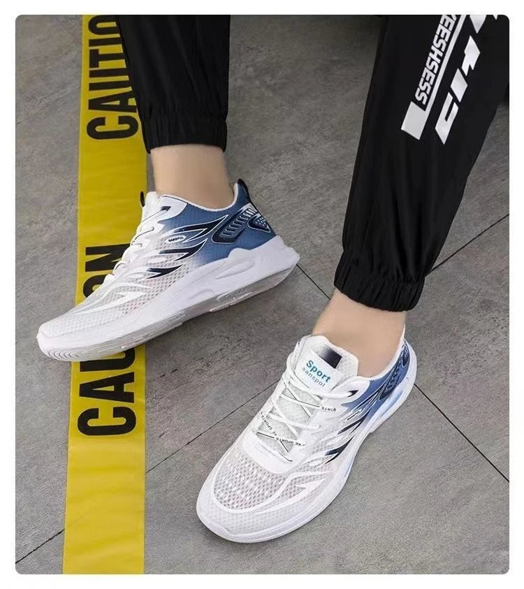 Baskets d'été pour hommes, chaussures de course respirantes en maille, à lacets, résistantes à l'usure, à plateforme, confortables, à semelle souple