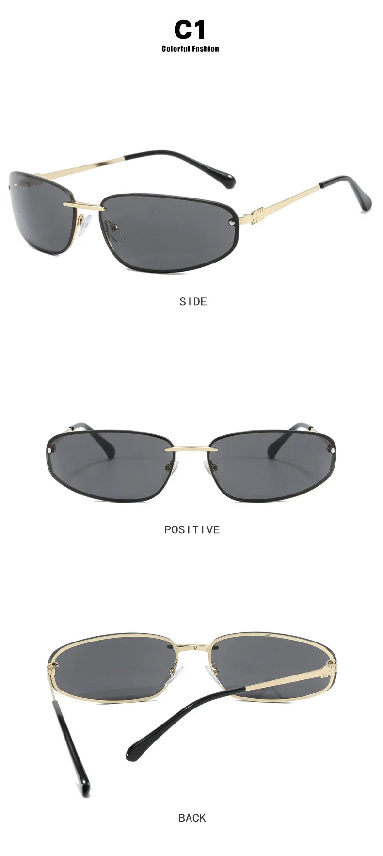 Oval Frameless Y2K Luxury Sunglasses Brand Design High-end Styling Punk Sunglasses Outdoor Retro Personality Sunglasses Women