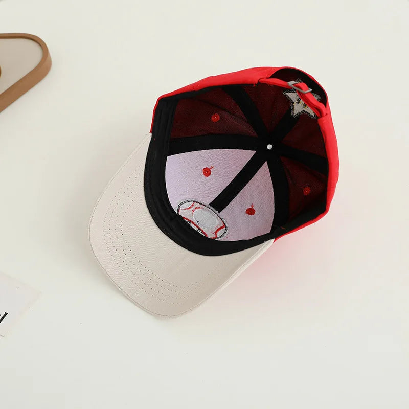 New Super Mushroom Peach Baseball Cap Creative High Color Cartoon Printed Boys and Girls anime merchandise Trendy birthday gifts