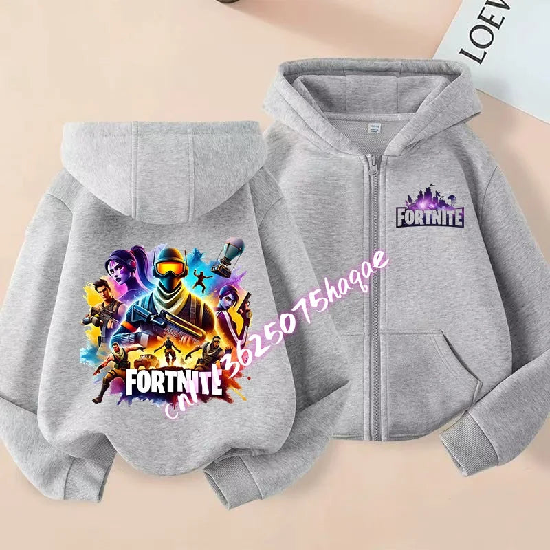 Fortnites Kinder-Kapuzenjacken mit Reißverschluss Anime Fortress Night Sweatshirts Game Frühling Herbst Hoodies Sportbekleidung Kinderkleidung Geschenk