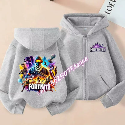 Fortnites Kinder-Kapuzenjacken mit Reißverschluss Anime Fortress Night Sweatshirts Game Frühling Herbst Hoodies Sportbekleidung Kinderkleidung Geschenk
