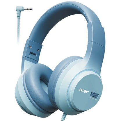 Casque audio pour enfants Acer avec limiteur de volume 74/85/94 dB, pliable, filaire, circum-auriculaire, pour tout-petits, pour l'école, l'iPad, la tablette
