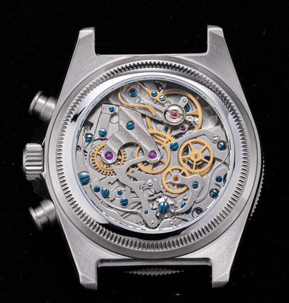 SEESTERN Chronograph Man's Watch Mechanical Tianjin ST1901 Movement Sapphire Wristwatches Nylon Sticker Strap Luminous Skeleton