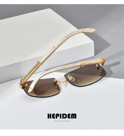 HEPIDEM Buffalo Horn Glasses Men Famous Brand Design Rimless Sunglasses Women Luxury Eyewear Horn-Rim Frameless Buffs Eyeglasses