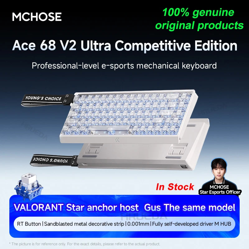 MCHOSE ACE 60 Pro ACE68 V2 Customized Magnetic Axis Gaming Mechanical Keyboard Wired Hot Swap 0.08ms 0.001mmRT 8KHz 256K SOCD/RS