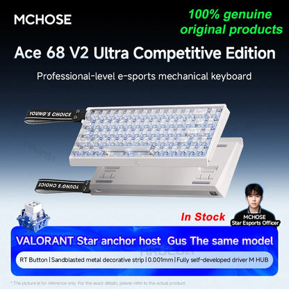 MCHOSE ACE 60 Pro ACE68 V2 Customized Magnetic Axis Gaming Mechanical Keyboard Wired Hot Swap 0.08ms 0.001mmRT 8KHz 256K SOCD/RS