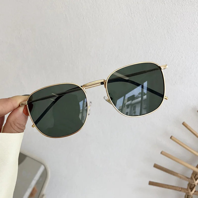 Fashion Metal Square Sunglasses Women Men Stylish Round Sun Glasses Ladies Retro Black Driving Shades UV400